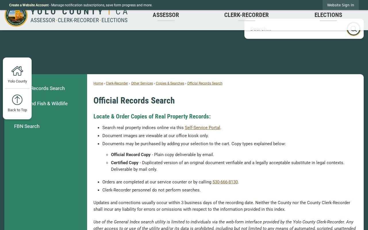 Yolo County people search official records information