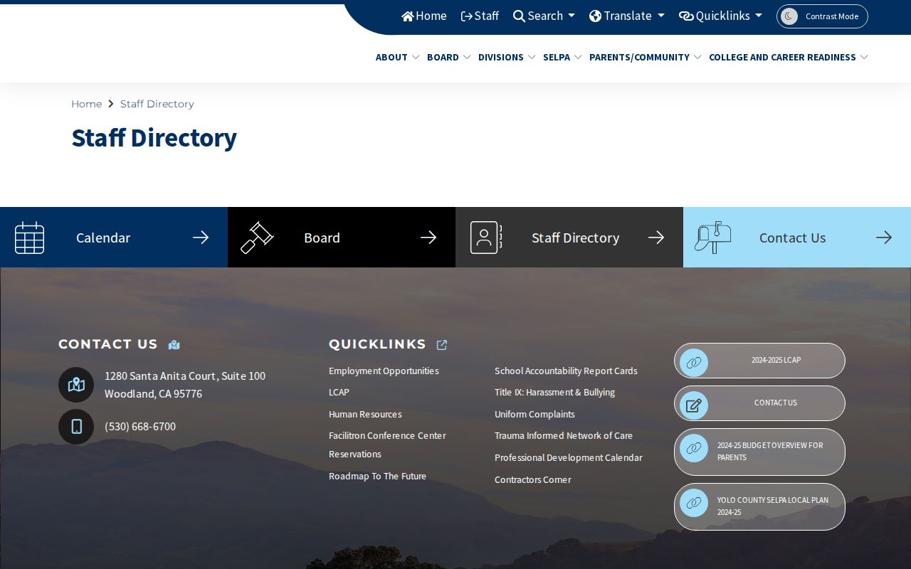 Yolo County people directories Office of Education staff page