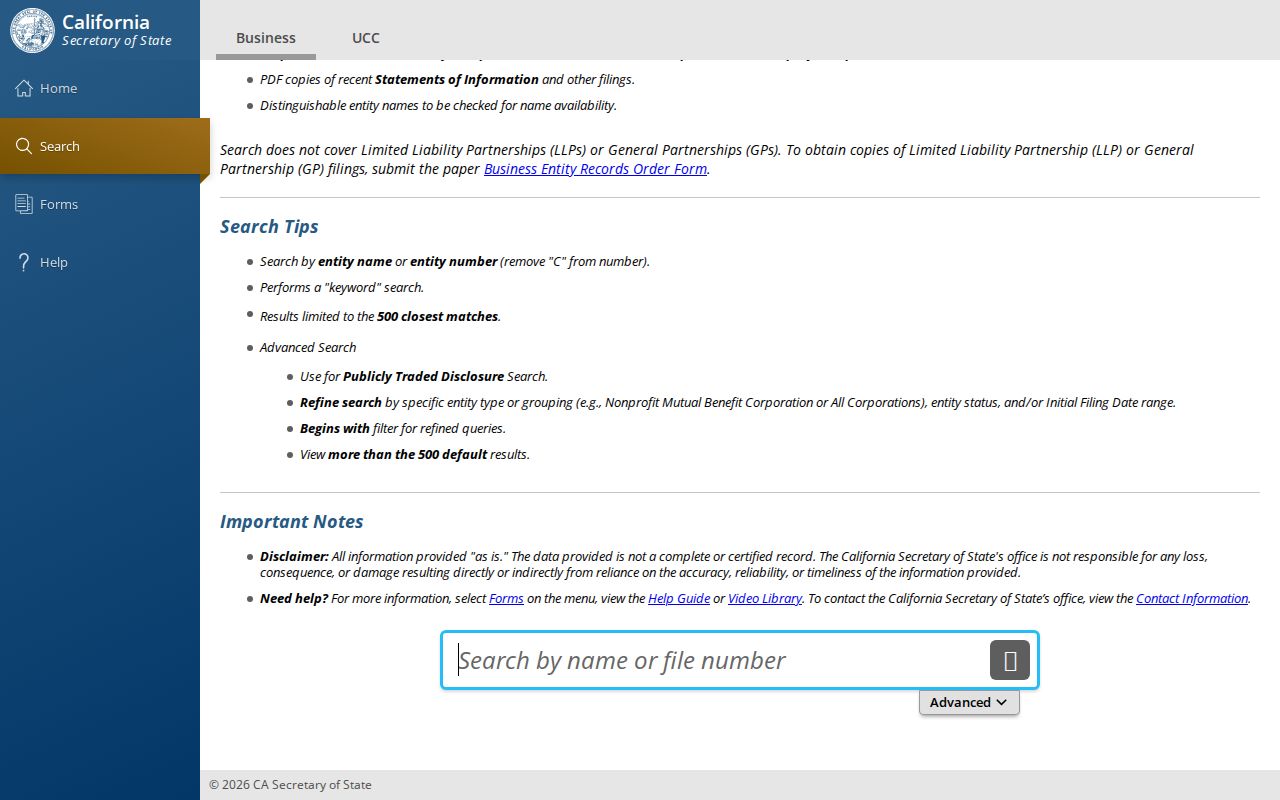 Yolo County public records California business entity search