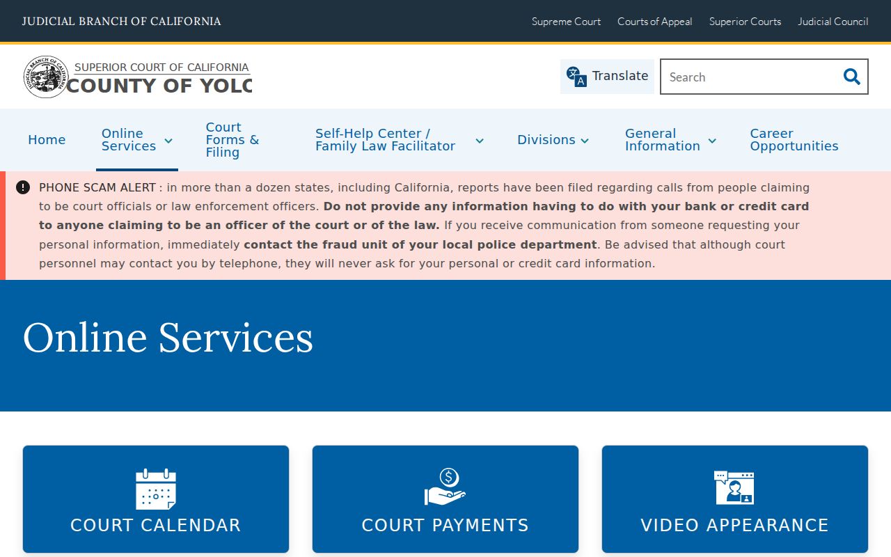 Yolo County public records court online services hub